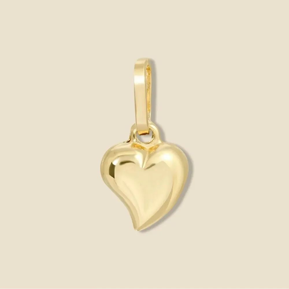 14k Real Gold Tiny Heart Charm | Dainty Gold Pendant by Tehrani Jewelry